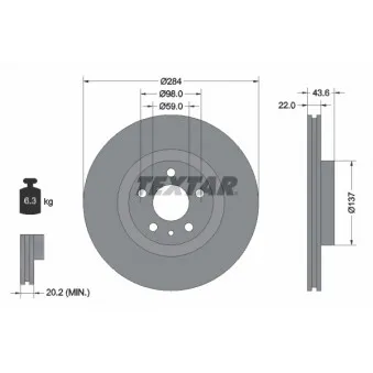 Jeu de 2 disques de frein avant TEXTAR 92046803