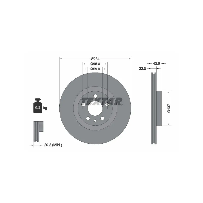 Jeu de 2 disques de frein avant TEXTAR 92046803