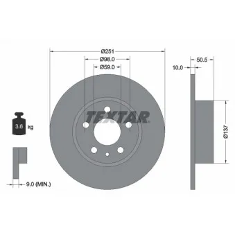 Jeu de 2 disques de frein arrière TEXTAR 92046903