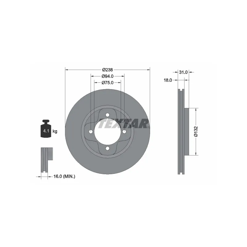 Jeu de 2 disques de frein avant TEXTAR 92047000
