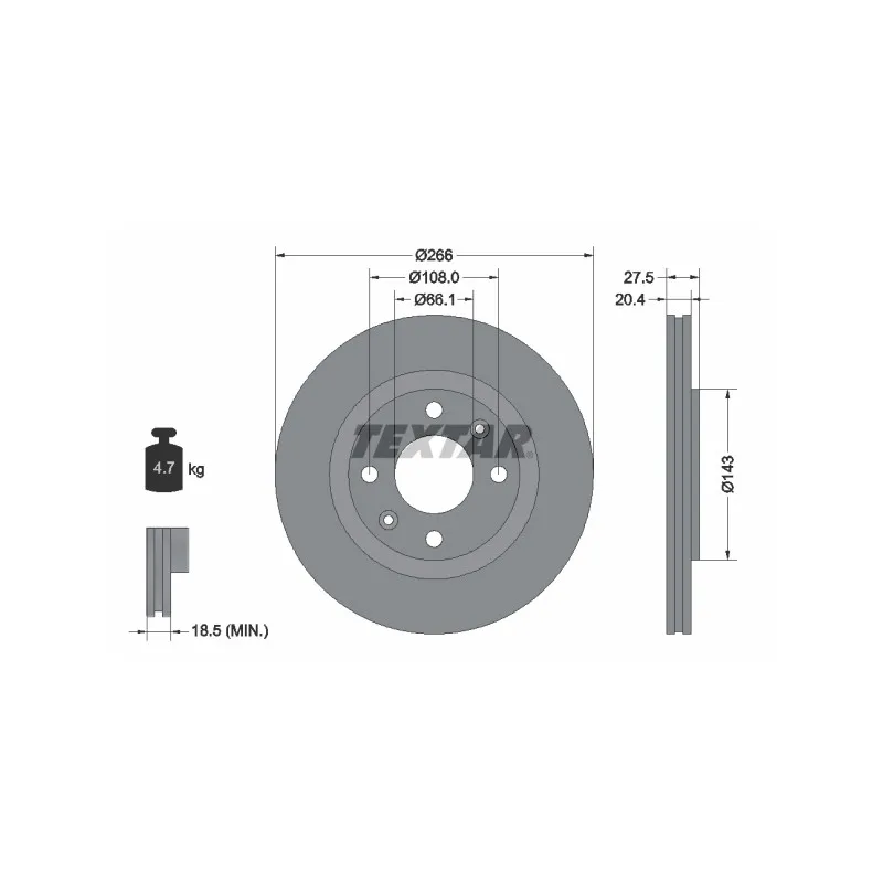 Jeu de 2 disques de frein avant TEXTAR 92048103