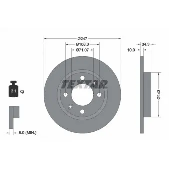 Jeu de 2 disques de frein arrière TEXTAR 92048200