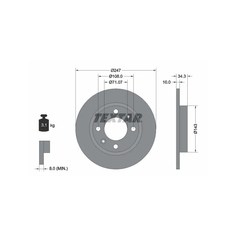 Jeu de 2 disques de frein arrière TEXTAR 92048200