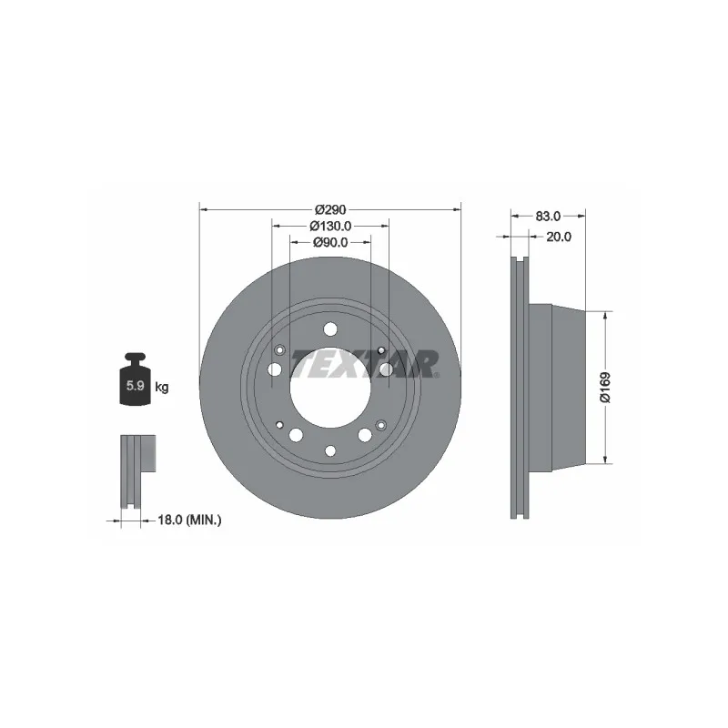 Jeu de 2 disques de frein arrière TEXTAR 92048300