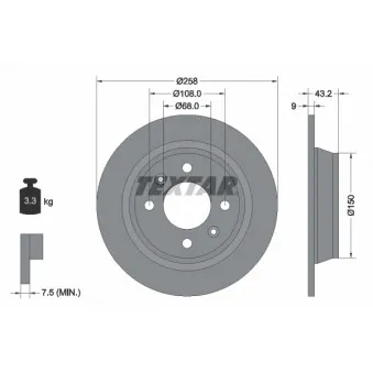Jeu de 2 disques de frein arrière TEXTAR 92048500
