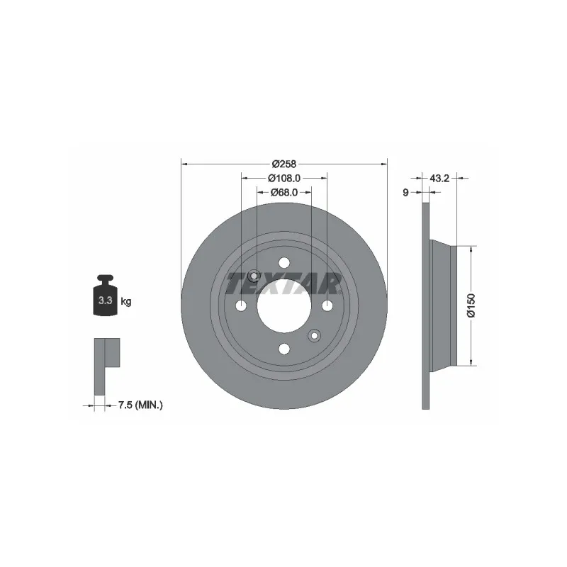 Jeu de 2 disques de frein arrière TEXTAR 92048500