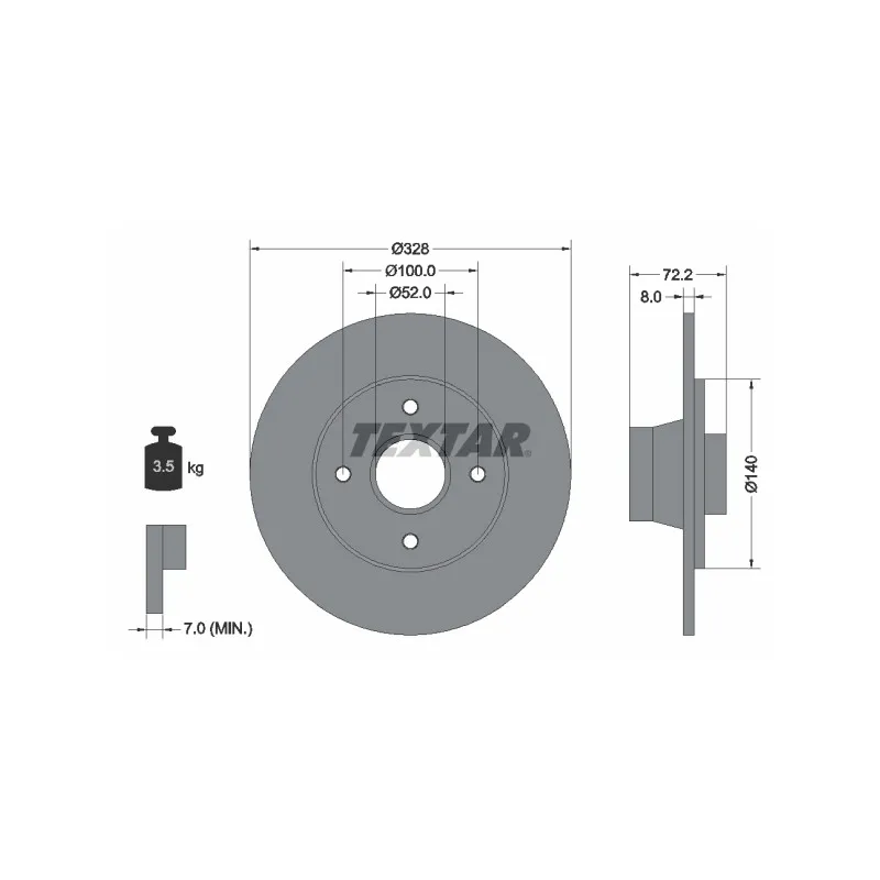 Jeu de 2 disques de frein arrière TEXTAR 92049200