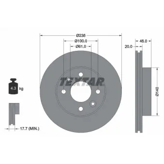 Jeu de 2 disques de frein avant TEXTAR 92049300