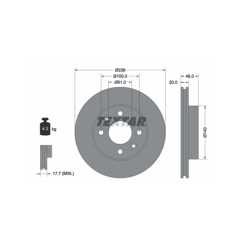 Jeu de 2 disques de frein avant TEXTAR 92049300