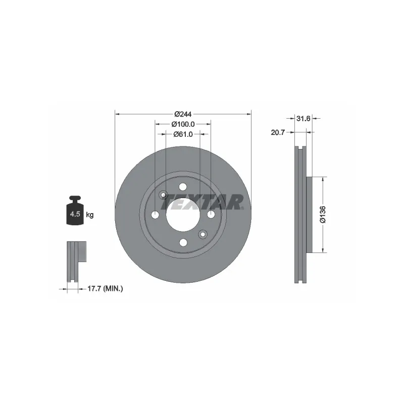 Jeu de 2 disques de frein avant TEXTAR 92049500