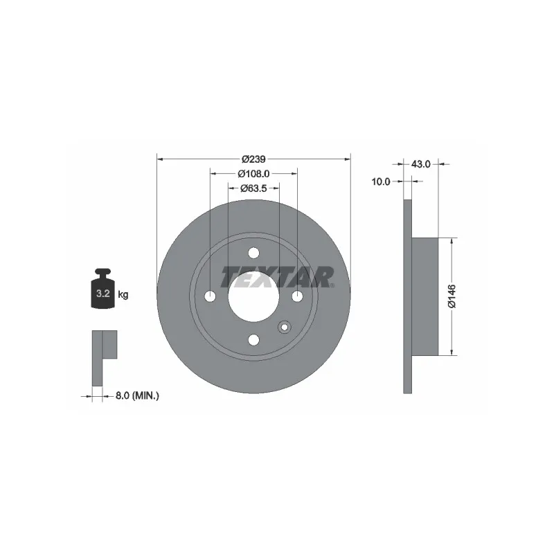 Jeu de 2 disques de frein avant TEXTAR 92050900