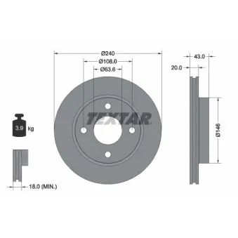 Jeu de 2 disques de frein avant TEXTAR 92051003