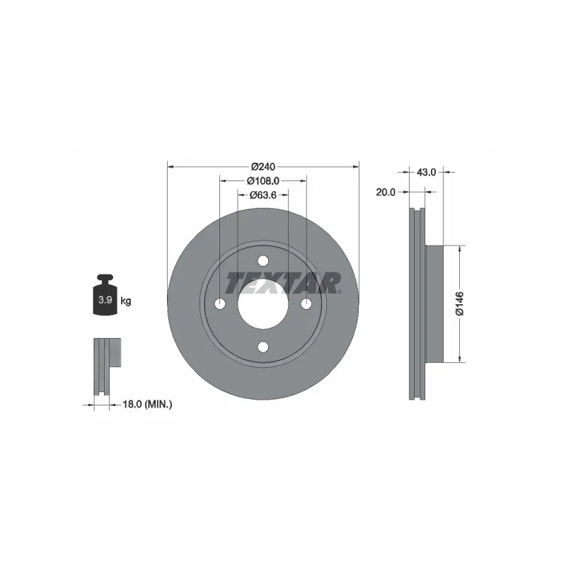Jeu de 2 disques de frein avant TEXTAR 92051003