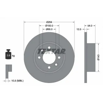 Jeu de 2 disques de frein arrière TEXTAR 92051500