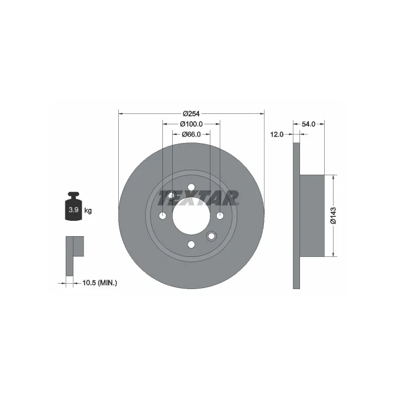 Jeu de 2 disques de frein arrière TEXTAR 92051500