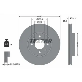 Jeu de 2 disques de frein avant TEXTAR 92053800