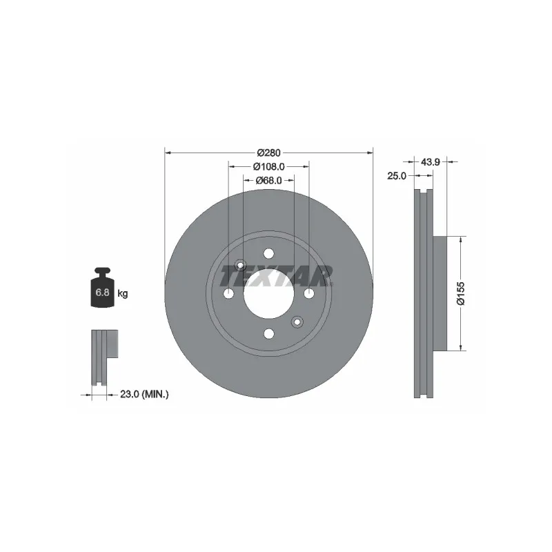 Jeu de 2 disques de frein avant TEXTAR 92053800