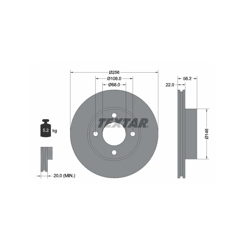 Jeu de 2 disques de frein avant TEXTAR 92054200