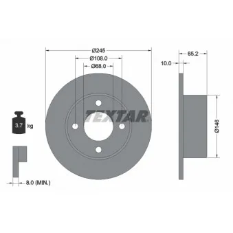 Jeu de 2 disques de frein arrière TEXTAR 92054300