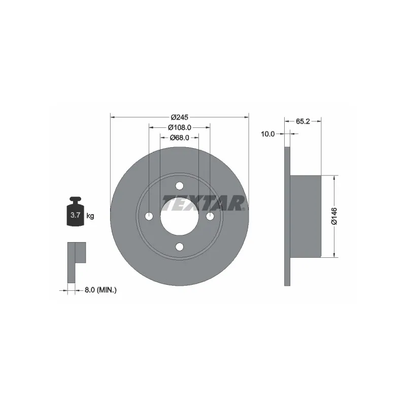 Jeu de 2 disques de frein arrière TEXTAR 92054300