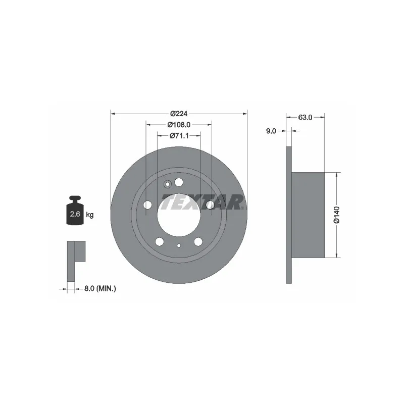 Jeu de 2 disques de frein arrière TEXTAR 92054500
