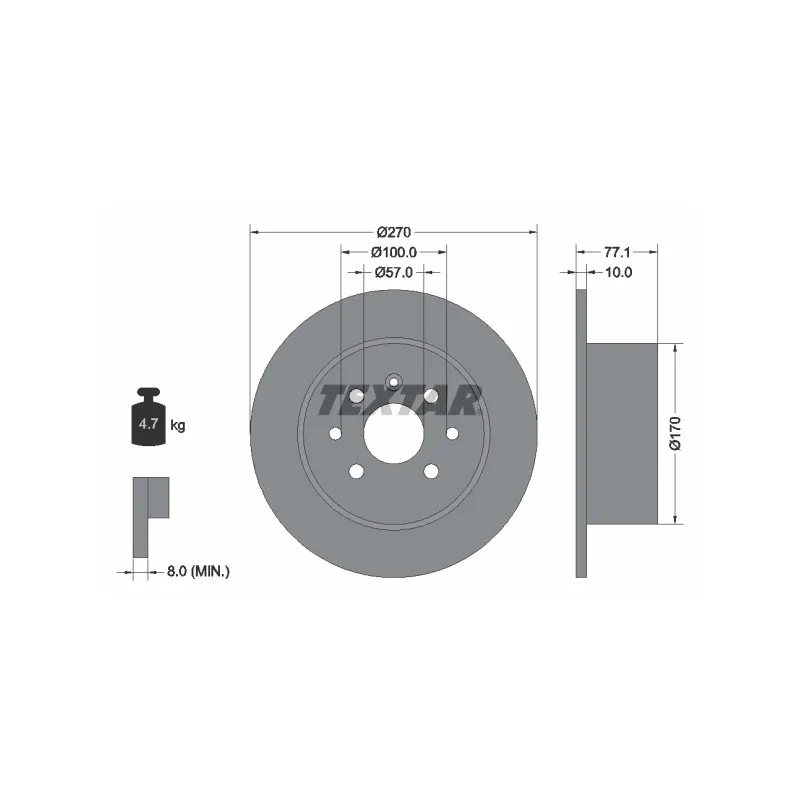 Jeu de 2 disques de frein arrière TEXTAR 92054700
