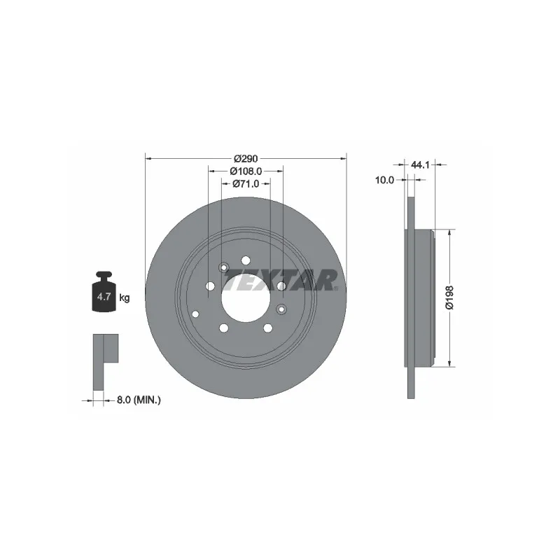 Jeu de 2 disques de frein arrière TEXTAR 92054800