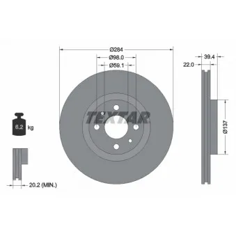 Jeu de 2 disques de frein avant TEXTAR 92055203