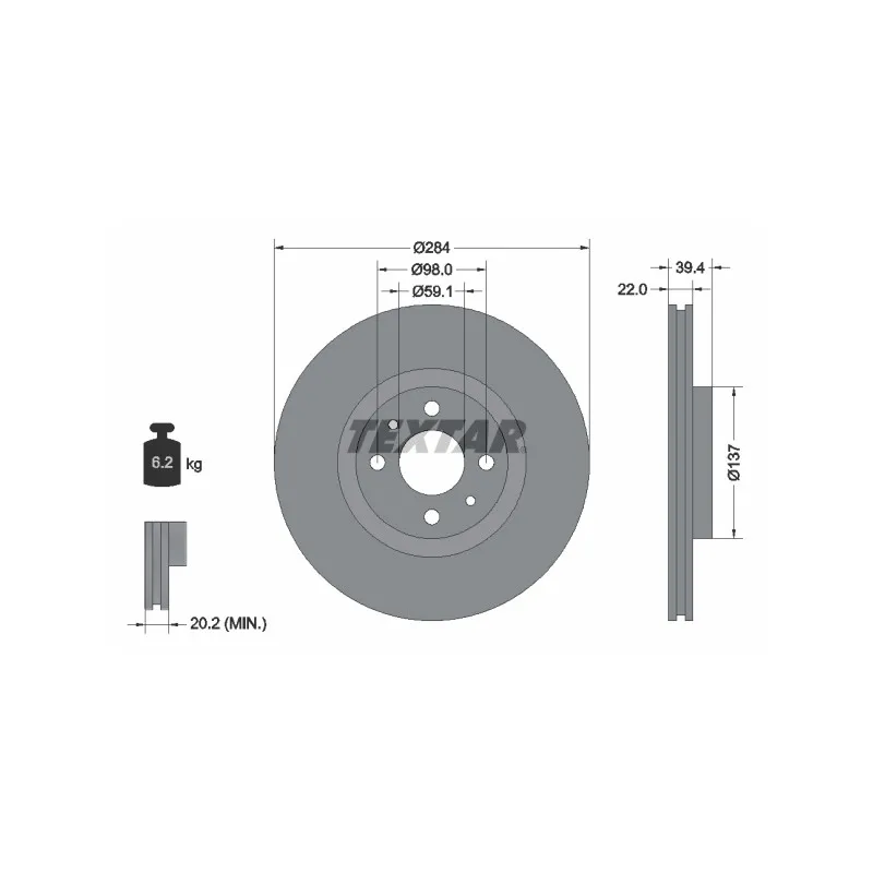 Jeu de 2 disques de frein avant TEXTAR 92055203