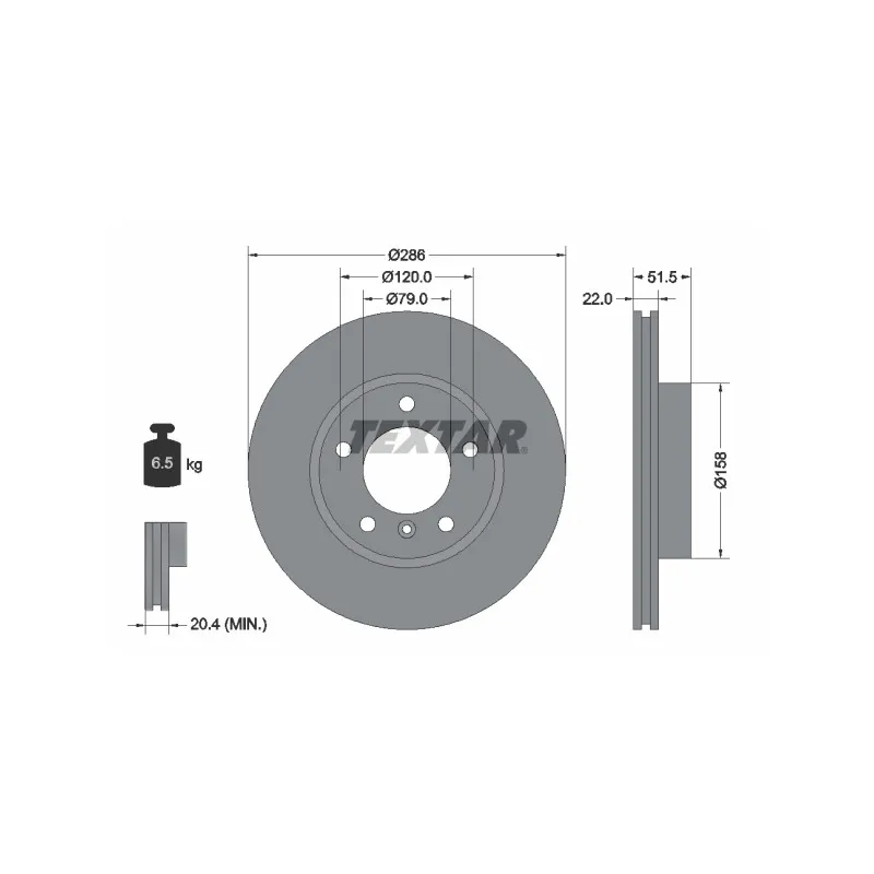 Jeu de 2 disques de frein avant TEXTAR 92055605