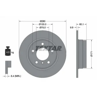 Jeu de 2 disques de frein arrière TEXTAR 92055703