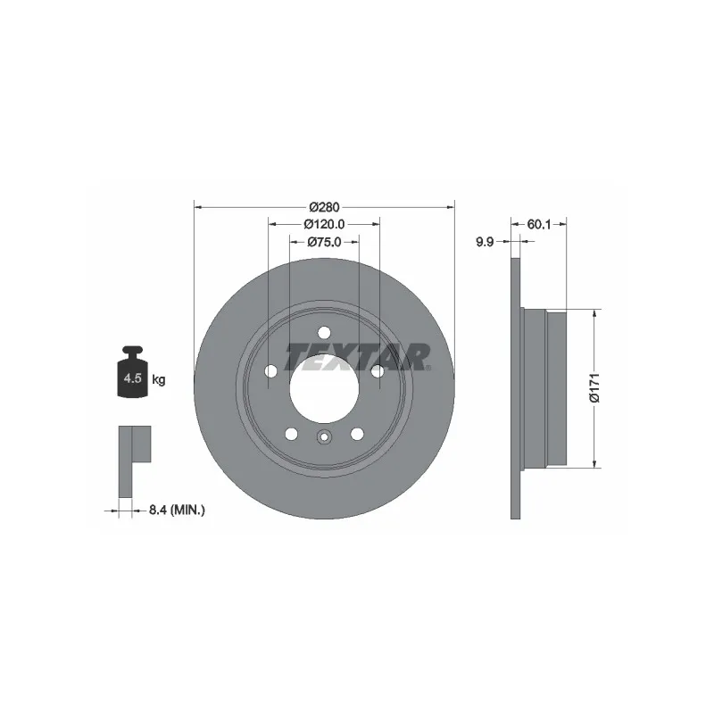 Jeu de 2 disques de frein arrière TEXTAR 92055703