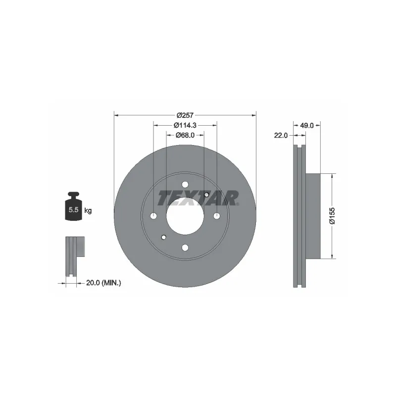 Jeu de 2 disques de frein avant TEXTAR 92056300