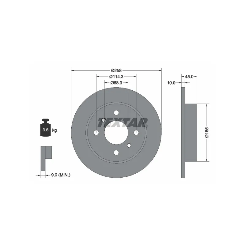 Jeu de 2 disques de frein arrière TEXTAR 92056400