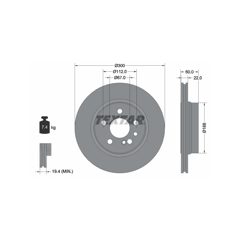 Jeu de 2 disques de frein arrière TEXTAR 92056800