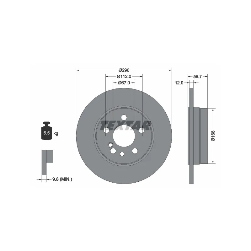 Jeu de 2 disques de frein arrière TEXTAR 92056900