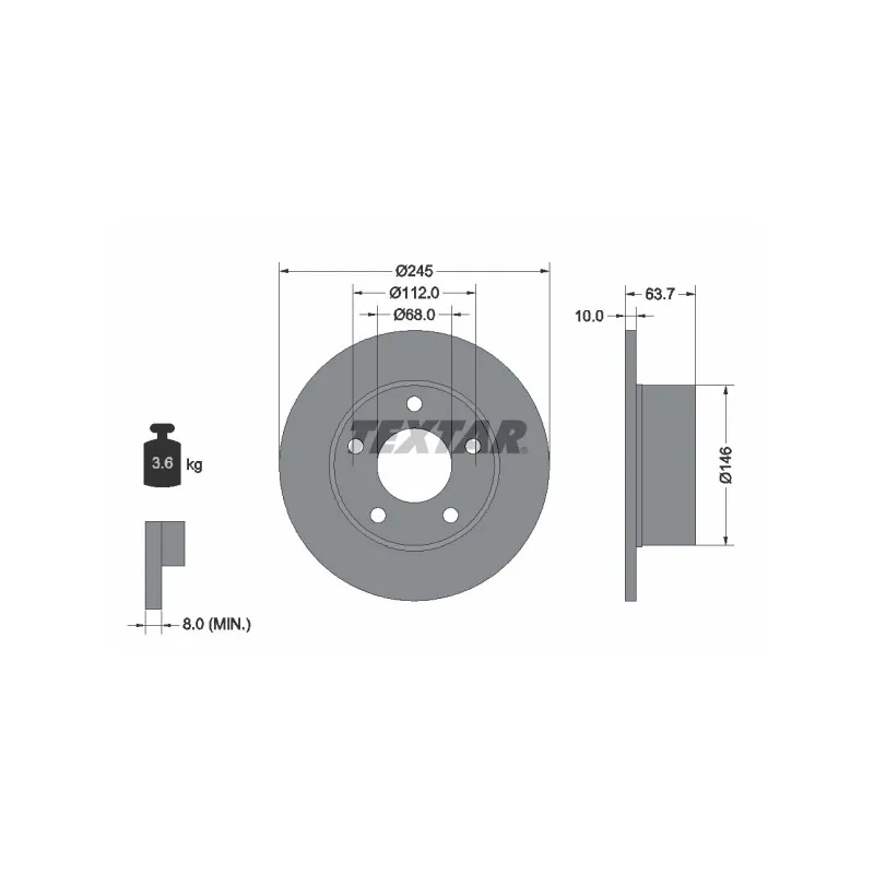Jeu de 2 disques de frein arrière TEXTAR 92057503