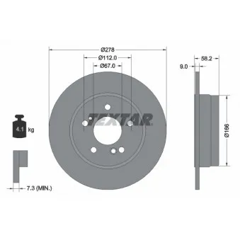 Jeu de 2 disques de frein arrière TEXTAR 92058000