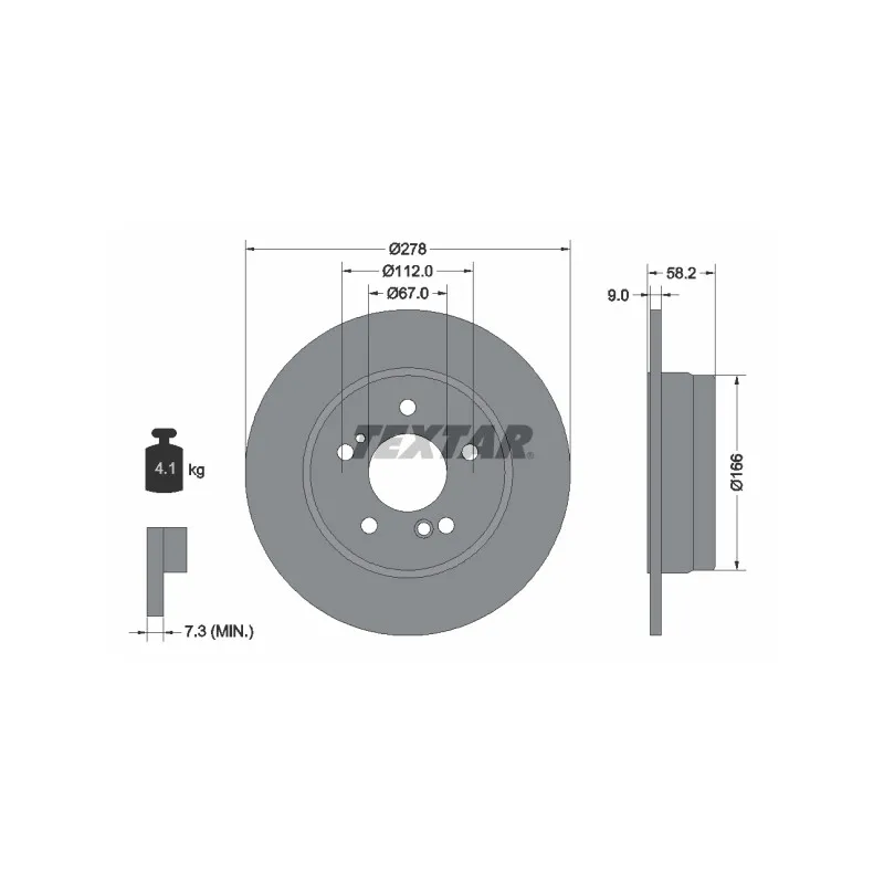 Jeu de 2 disques de frein arrière TEXTAR 92058000