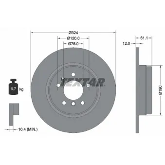 Jeu de 2 disques de frein arrière TEXTAR 92058400