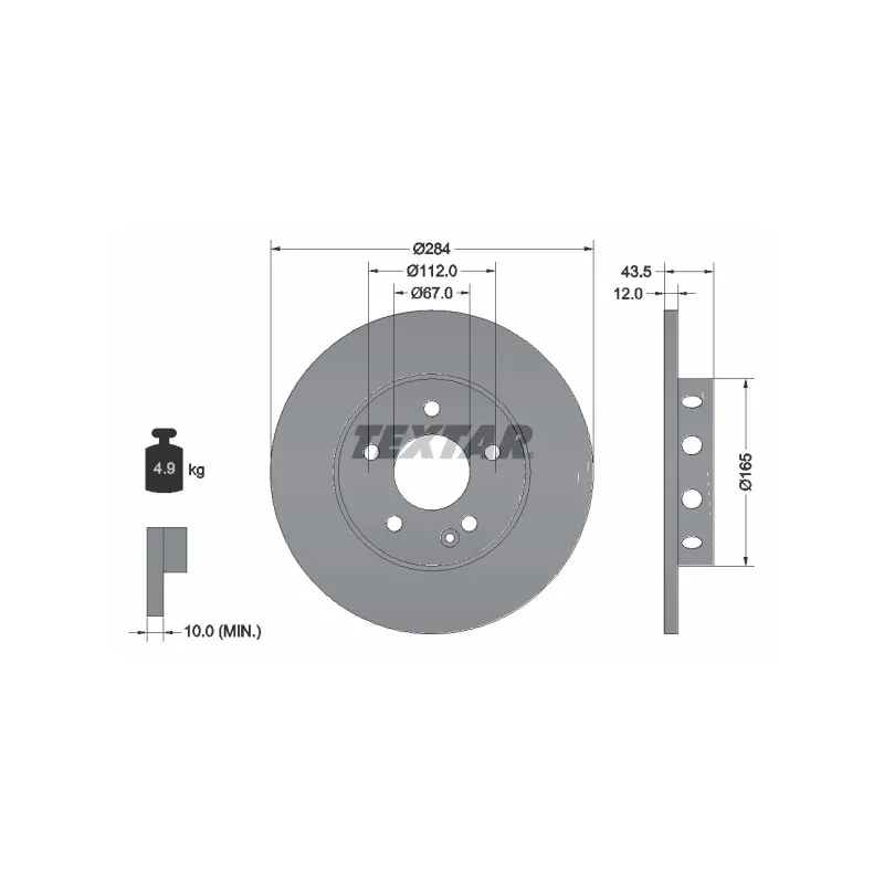 Disque de frein avant droit TEXTAR 92059303