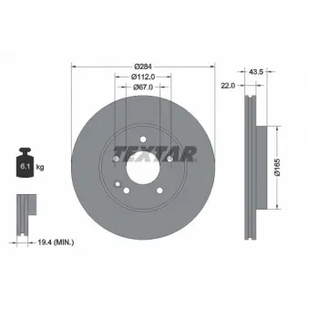 Jeu de 2 disques de frein avant TEXTAR 92059403