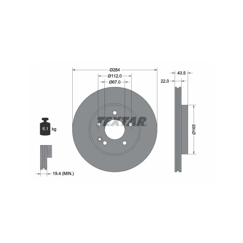 Jeu de 2 disques de frein avant TEXTAR 92059403