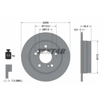 Jeu de 2 disques de frein arrière TEXTAR 92059503