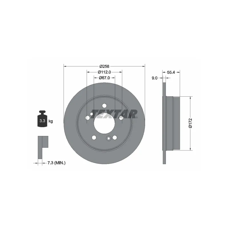 Jeu de 2 disques de frein arrière TEXTAR 92059503