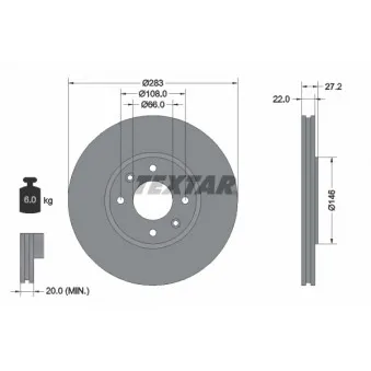 Jeu de 2 disques de frein avant TEXTAR 92059600