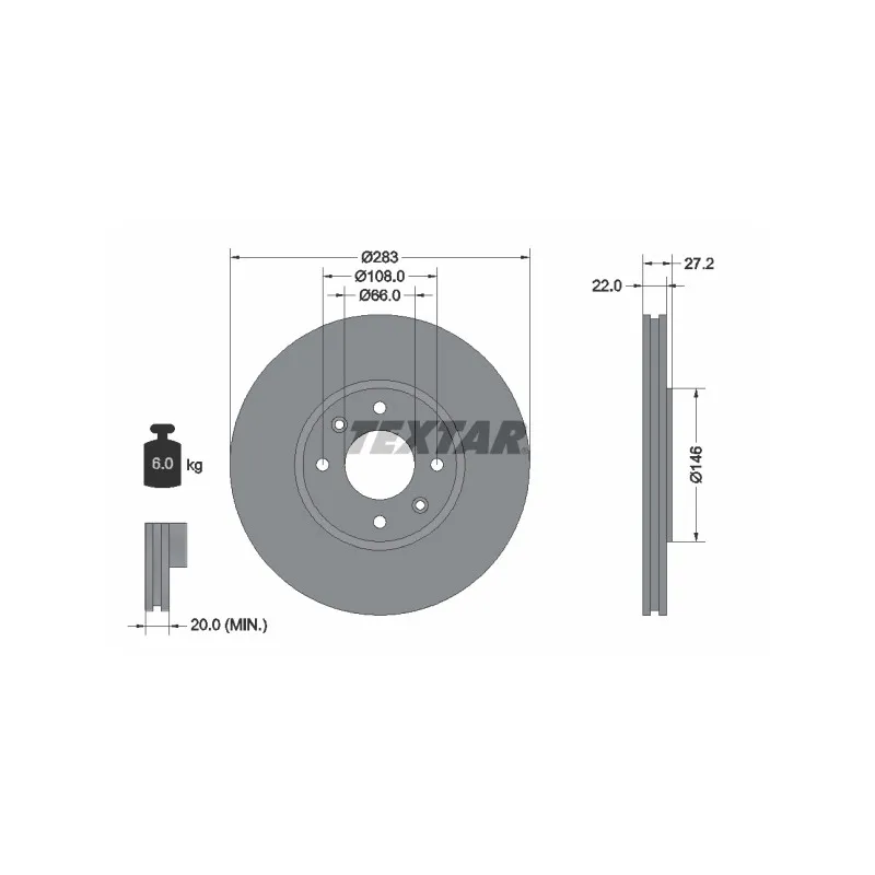 Jeu de 2 disques de frein avant TEXTAR 92059600