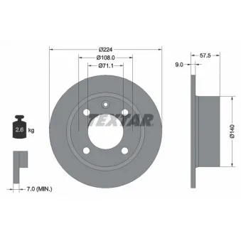 Jeu de 2 disques de frein arrière TEXTAR 92059700