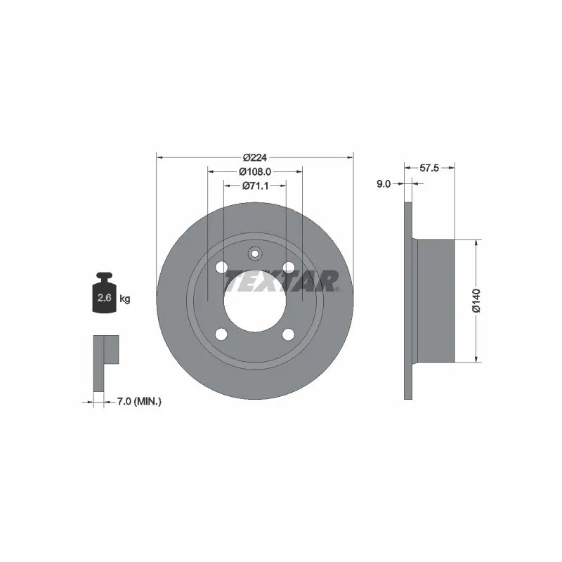 Jeu de 2 disques de frein arrière TEXTAR 92059700