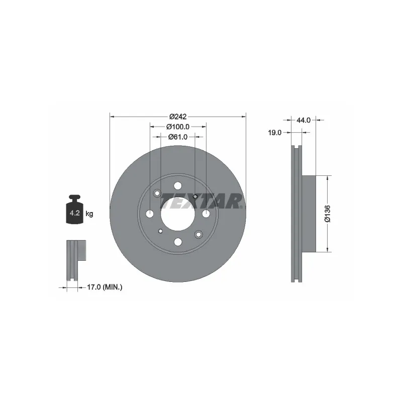 Jeu de 2 disques de frein avant TEXTAR 92060700